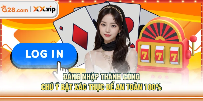 Đăng nhập thành công chú ý bật xác thực để an toàn 100%